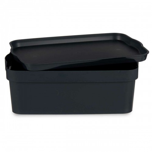 Storage Box with Lid Anthracite Plastic 6 L 21 x 11 x 32 cm (12 Units) image 2