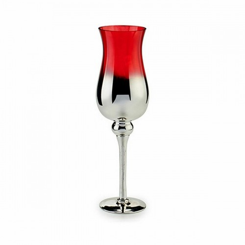 Candleholder Crystal Red Silver 14 x 45 x 14 cm (6 Units) image 2