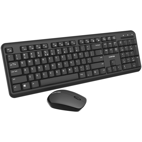 CANYON SET-W20, Wireless combo set,Wireless keyboard with Silent switches,104 keys, UK&US 2 in 1 layout,optical 3D Wireless mice 100DPI black image 2
