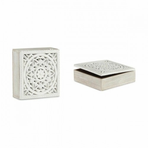 Decorative box White Wood 22 x 7,5 x 22 cm (4 Units) image 2