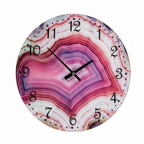 Wall Clock Marble Pink Crystal 30 x 4 x 30 cm (4 Units) image 2