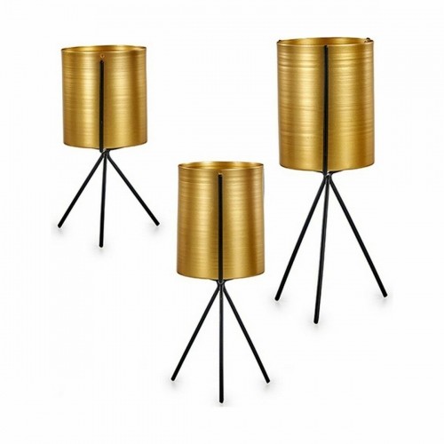 Set of Planters Black Golden Metal (6 Units) image 2