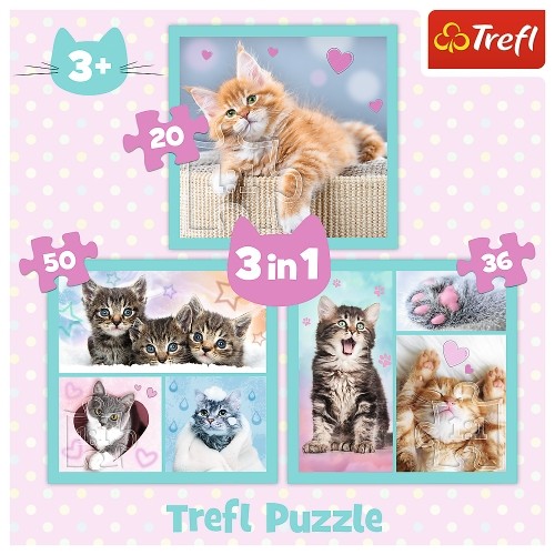 Trefl Puzzles TREFL Pužļu komplekts 3in1 kaķēni image 2