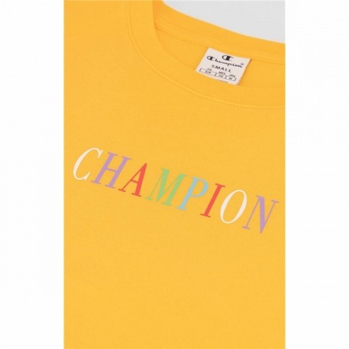 Women’s Short Sleeve T-Shirt Champion Crewneck Croptop Yellow image 2