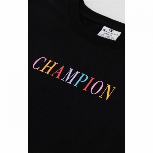 Women’s Short Sleeve T-Shirt Champion Crewneck Croptop Black image 2