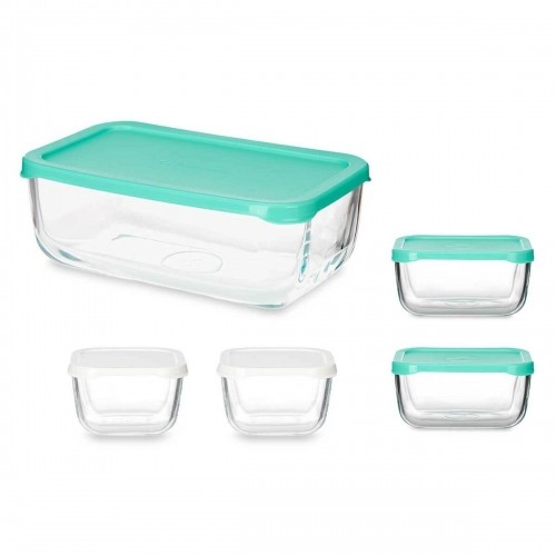Set of lunch boxes Snow Box Rectangular White Turquoise (4 Units) image 2