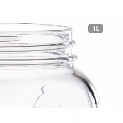 Jar Homemade Transparent Golden Metal Glass 1 L 9,8 x 17 x 9,8 cm (12 Units) image 2
