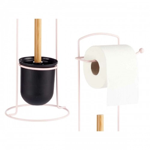 Toilet Roll Holder Pink Metal Bamboo 17 x 57 x 16,5 cm (6 Units) image 2