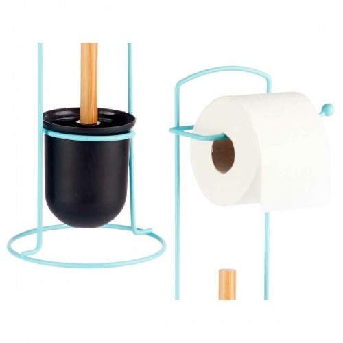 Toilet Roll Holder Blue Metal Bamboo 17 x 57 x 16,5 cm (6 Units) image 2