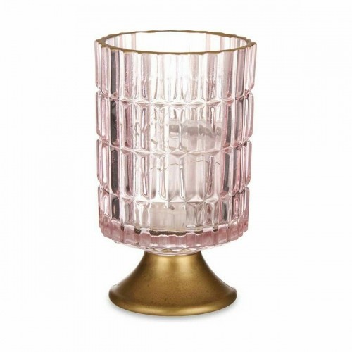 LED Lantern Pink Golden Glass 10,7 x 18 x 10,7 cm (6 Units) image 2