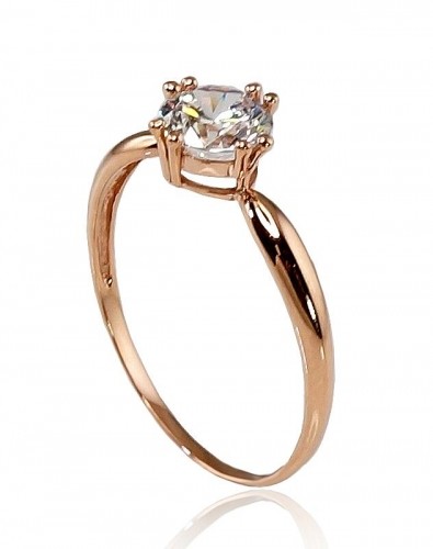 Золотое кольцо #1100242(Au-R)_CZ, Красное Золото 585°, Цирконы, Размер: 15, 1.37 гр. image 2