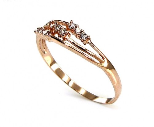Золотое кольцо #1100060(Au-R)_CZ, Красное Золото 585°, Цирконы, Размер: 16, 1.01 гр. image 2