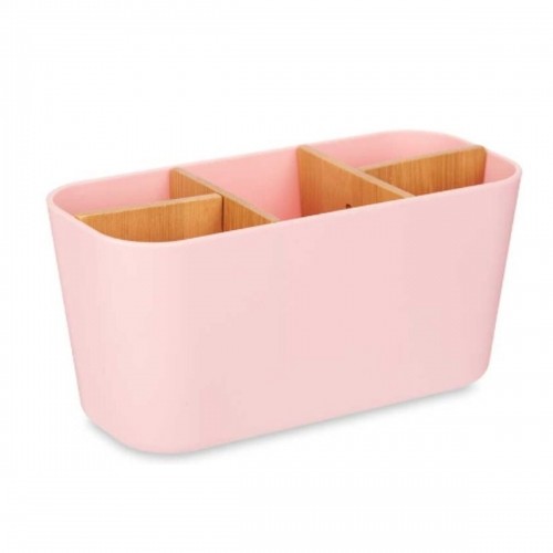 Toothbrush Holder Pink Bamboo polypropylene 21 x 10 x 9 cm (6 Units) image 2