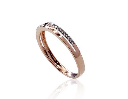 Золотое кольцо #1100413(Au-R+PRh-W)_DI, Красное Золото 585°, родий (покрытие), Бриллианты (0,07Ct), Размер: 16, 1.41 гр. image 2