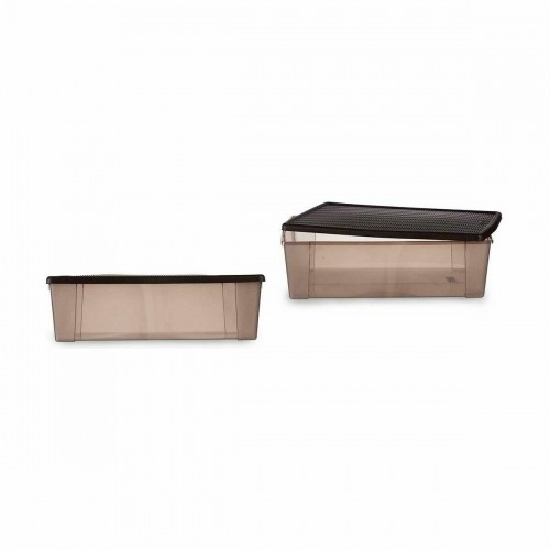 Storage Box with Lid Stefanplast Elegance Brown Plastic 30 L 38,5 x 17 x 59,5 cm (6 Units) image 2