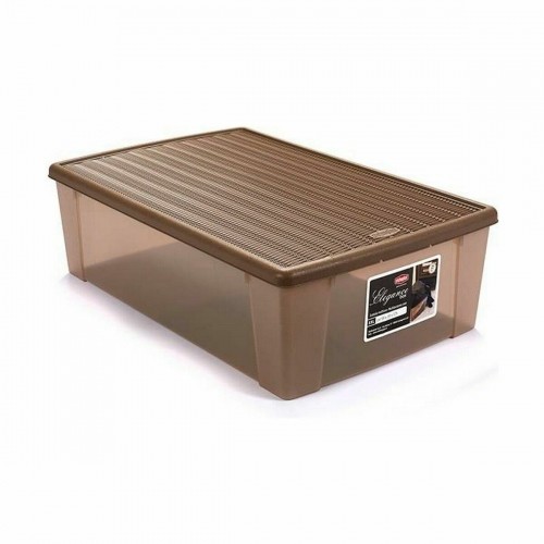 Storage Box with Lid Stefanplast Elegance Beige Plastic 38,5 x 17 x 59,5 cm (6 Units) image 2