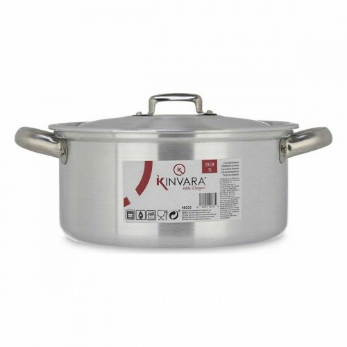 Casserole with lid Silver Aluminium 3 L (10 Units) image 2