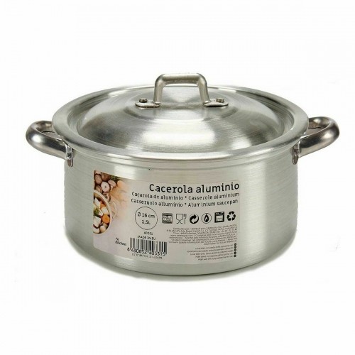 Casserole with lid Silver Aluminium 1,5 L 18 x 10 x 23,5 cm (10 Units) image 2