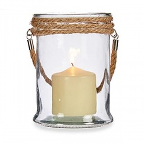 Candleholder Transparent Glass Seagrass 12,5 x 17 x 12,5 cm (12 Units) image 2