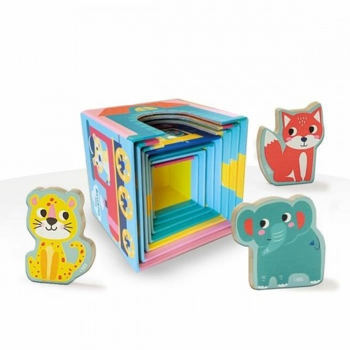 Playset SES Creative Block tower to stack with animal figurines 10 Предметы image 2