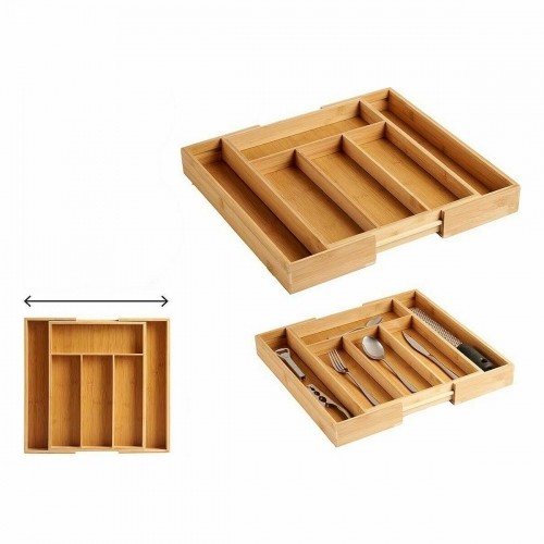 Cutlery Organiser Adaptable compartment Extendable Bamboo (6 Units) image 2
