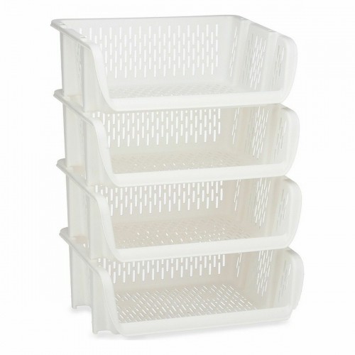 Shelves Fruit Bowl Stackable 4 Pieces White polypropylene 29 x 22 x 39 cm (6 Units) image 2