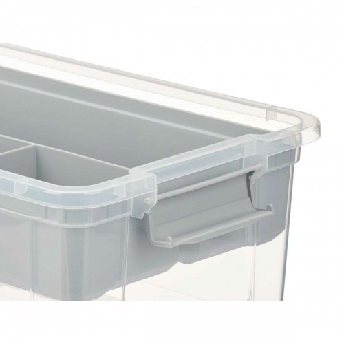 Multi-use Box Grey Transparent Plastic 9 L 35,5 x 17 x 23,5 cm (6 Units) image 2