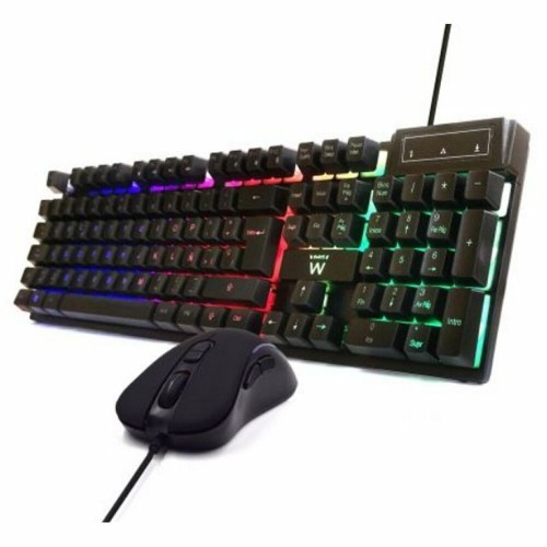 Keyboard and Mouse Ewent PL3201 Black Multicolour Spanish Qwerty image 2