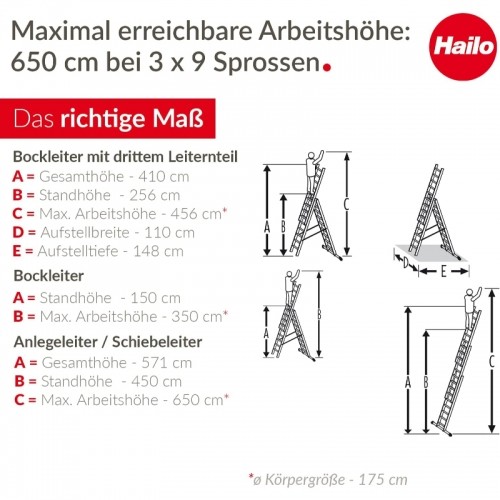 Hailo Лестница комбинируемая ProfiStep Combi / алюминий / 3x9 ступеней image 2