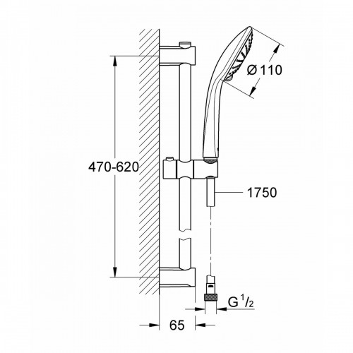 Dušas komplekts Grohe Vitalio Joy Sudrabains Nerūsējošais tērauds 175 cm image 2