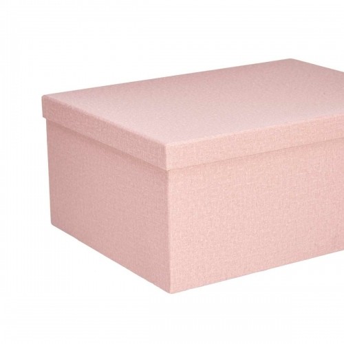 Set of Stackable Organising Boxes Pink Cardboard (2 Units) image 2