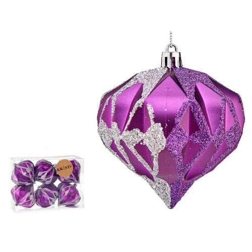 Krist+ Набор новогодних шаров Бриллиант Фиолетовый Серебристый Пластик 8 x 9 x 8 cm (12 штук) image 2
