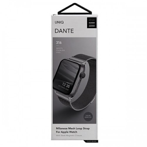 UNIQ pasek Dante Apple Watch Series 4|5|6|7|8|SE|SE2 38|40|41mm Stainless Steel grafitowy|graphite image 2