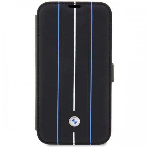 Etui BMW BMBKP14L22RVSK iPhone 14 Pro 6,1" czarny|black bookcase Leather Stamp Blue Lines image 2
