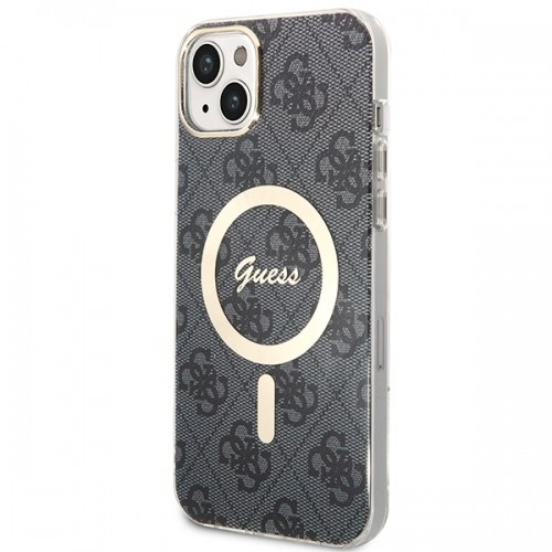 Zestaw Guess GUBPP14SH4EACSK Case+ Charger iPhone 14 6,1" czarny|black hard case 4G Print MagSafe image 2