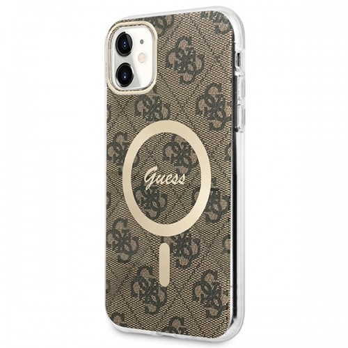 Zestaw Guess GUBPN61H4EACSW Case+Charger iPhone 11 6,1" brązowy|brown hard case 4G Print MagSafe image 2