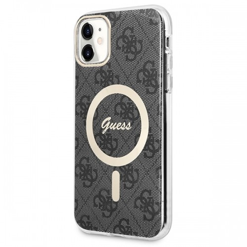 Zestaw Guess GUBPN61H4EACSK Case+Charger iPhone 11 6,1" czarny|black hard case 4G Print MagSafe image 2