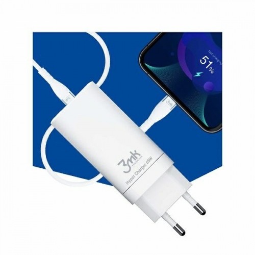 3MK HyperCharger 65W 2xUSB-C + 1xUSB-A charger GAN, PD + QC image 2