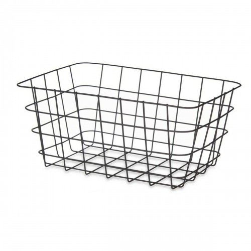 Multi-purpose basket Black Metal 30,3 x 14 x 22,5 cm Rectangular (6 Units) image 2