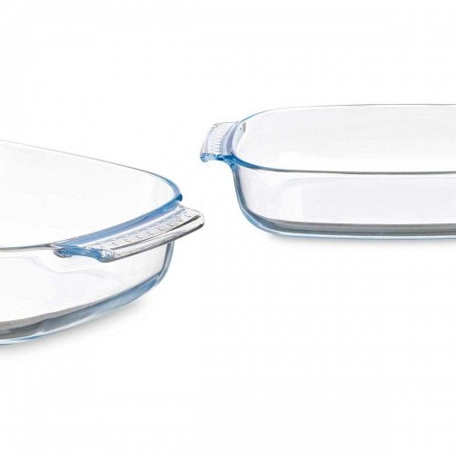 Serving Platter With handles Transparent Borosilicate Glass 3,8 L 38 x 6,5 x 25,4 cm (6 Units) image 2