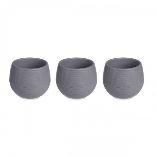 Set of pots 6,2 x 6,2 x 6,6 cm Anthracite Plastic (8 Units) image 2