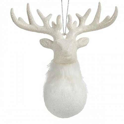 Christmas bauble Reindeer White Plastic Glitter 14 x 15,5 x 7 cm (24 Units) image 2