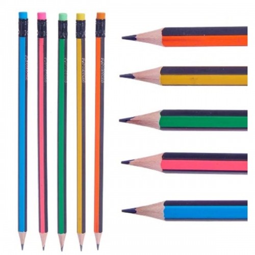 Pencil Set Stripes Multicolour Wood (12 Units) image 2