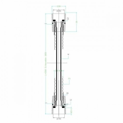 Shower Hose Rousseau Stainless steel 185 cm image 2