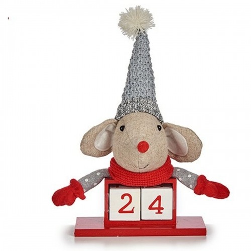 Decorative Figure Mouse Calendar Red Grey Wood 20 x 11 x 20 cm (8 Units) image 2