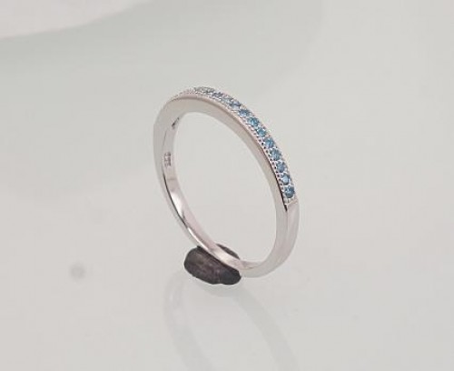 Серебряное кольцо #2101479(PRh-Gr)_CZ-AQ, Серебро 925°, родий (покрытие), Цирконы, Размер: 16.5, 1.6 гр. image 2