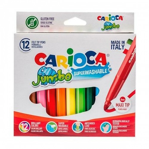 Set of Felt Tip Pens Carioca Jumbo 12 Pieces Multicolour (12 Pieces) (4 Units) image 2