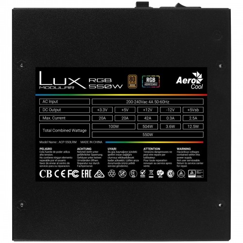 Power supply Aerocool LUXRGB550M 550 W 80 Plus Bronze image 2