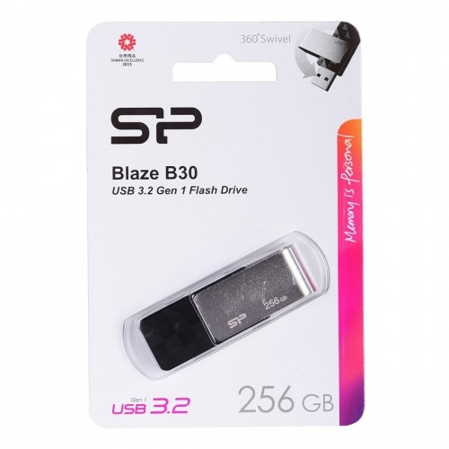 USВ-флешь память Silicon Power Blaze B30 Чёрный Чёрный/Серебристый 256 GB image 2