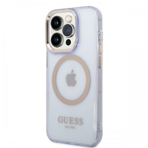 Guess GUHMP14LHTCMU iPhone 14 Pro 6.1" purpurowy|purple hard case Gold Outline Translucent MagSafe image 2